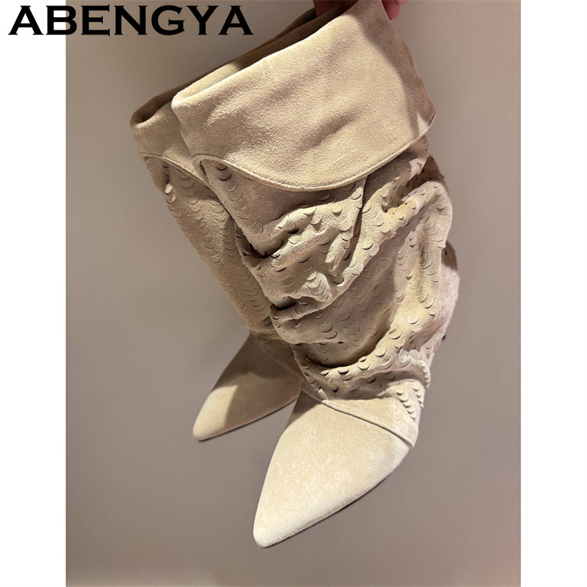 Ethnic Fashion Women - Botas cortas de media pantorrilla para