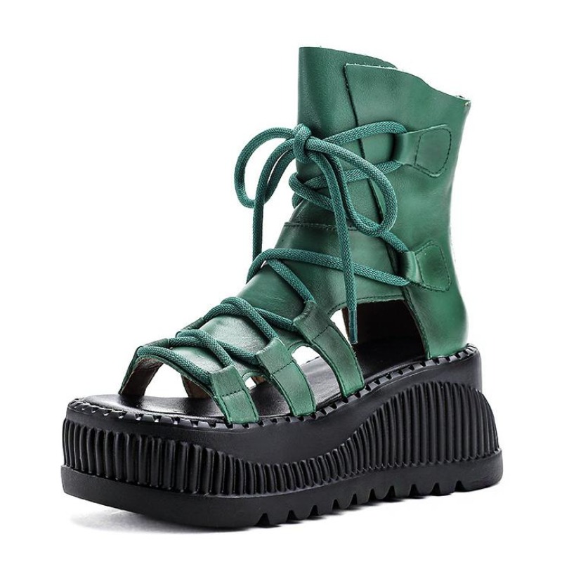 Ethnic Fashion Women - Botines étnicos de cuero genuino de