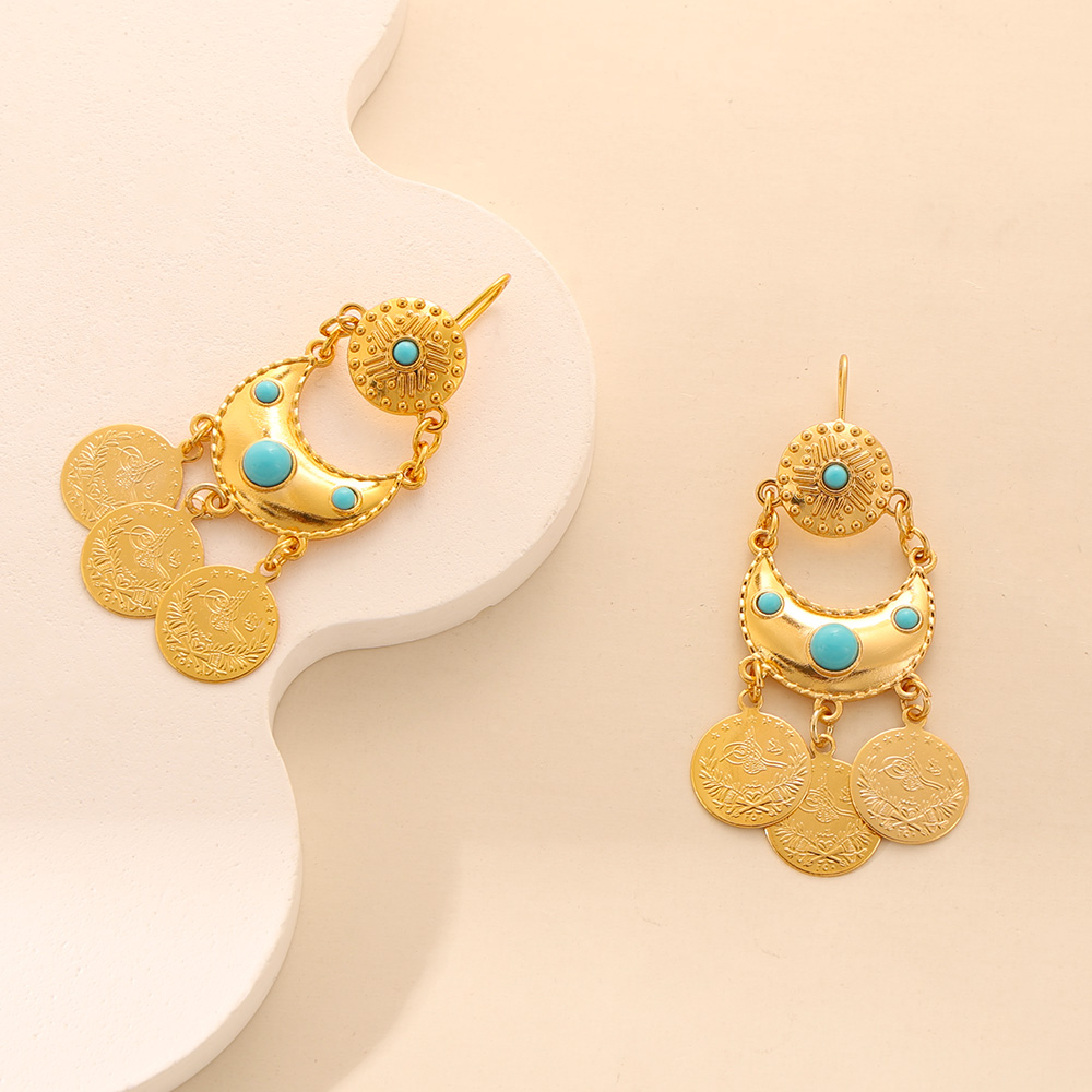 Ethnic Fashion Co In - Pendientes de flecos con monedas doradas