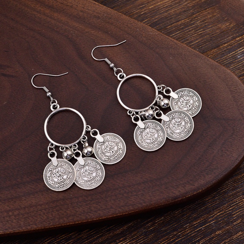 Ethnic Fashion Co In - Pendientes colgantes circulares de estilo étnico