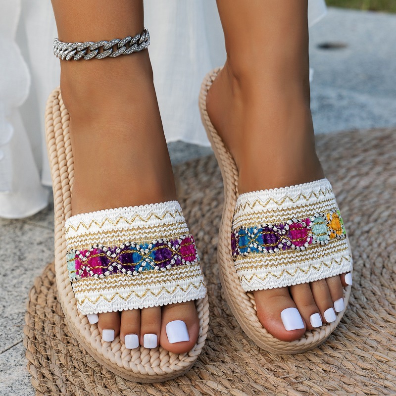 Ethnic Modern Fashion - Sandalias de Mujer para Exteriores, Planas,