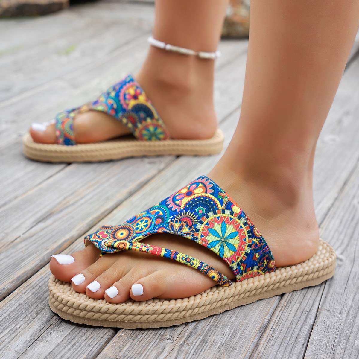 Ethnic Modern Fashion - Sandalias de Plataforma para Mujer, Chanclas